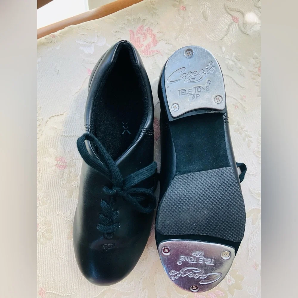 Capezio Black Moccasins with Leather Finish